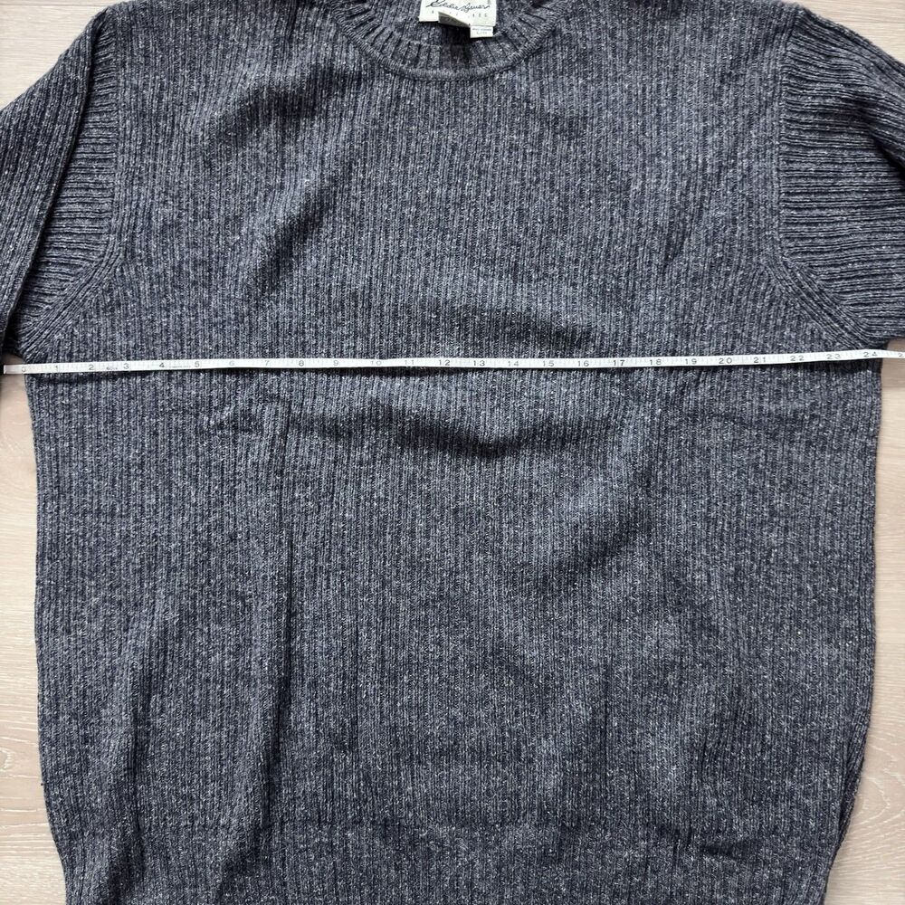 VTG 90s Eddie Bauer Ribbed Sweater L Wool Cotton Charcoal Gray Heather Coastal - Picture 7 of 12